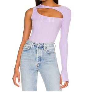 Revolve x Song of Style Landon Cutout One Shoulder Sweater Lilac Large New